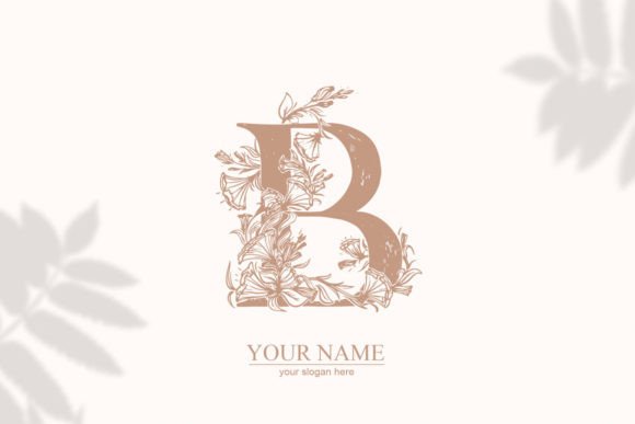 B Logo, Letter B Monogram, Style – Floral Graphics and Logos