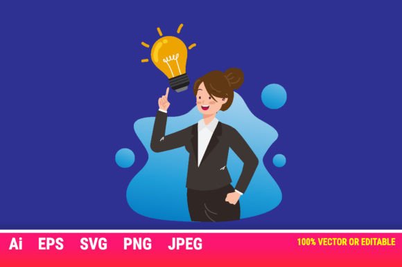 Business Women Think Solution Graphics and Illustrations Review