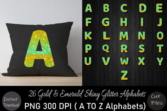 Gold Coral Glitter Alphabets Graphics for Crafts