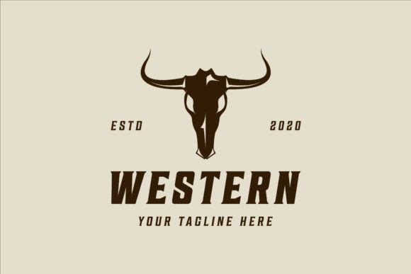 Head of Bull Skull Logo Vintage Vector Graphics and Logos