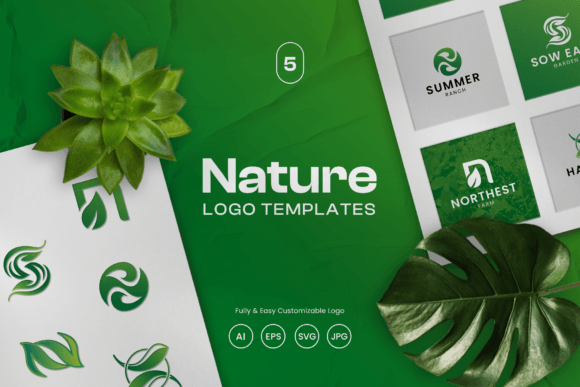 Nature Initials Logo Template for Graphics and Logos