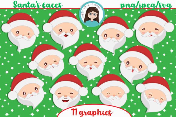 Santa s Faces Cliparts Graphics and Illustrations Review