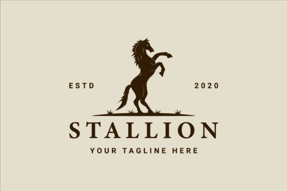 Silhouette Horse Jumping Logo Vintage: Graphics and Logos for Editorial Design