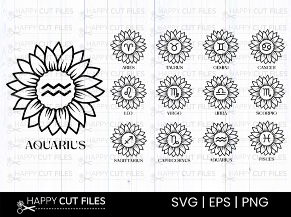 Sunflower Zodiac Signs Svg Astrology Png Graphics and Crafts Review