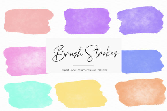 Watercolor Brush Strokes Clipart Graphics and Decorative Elements Review